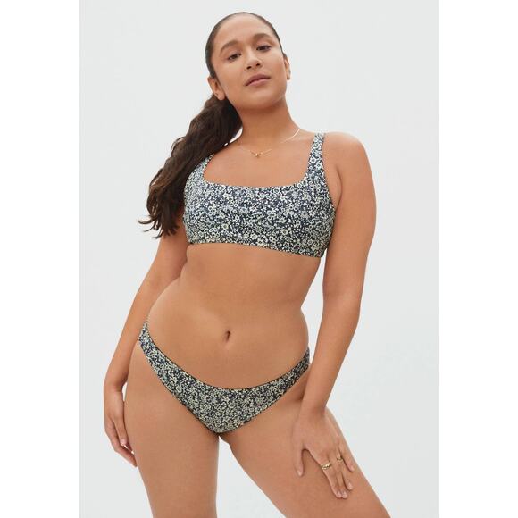 Everlane The Bikini Bottom in Low-Rise in Navy Floral S NWT - Picture 2 of 5